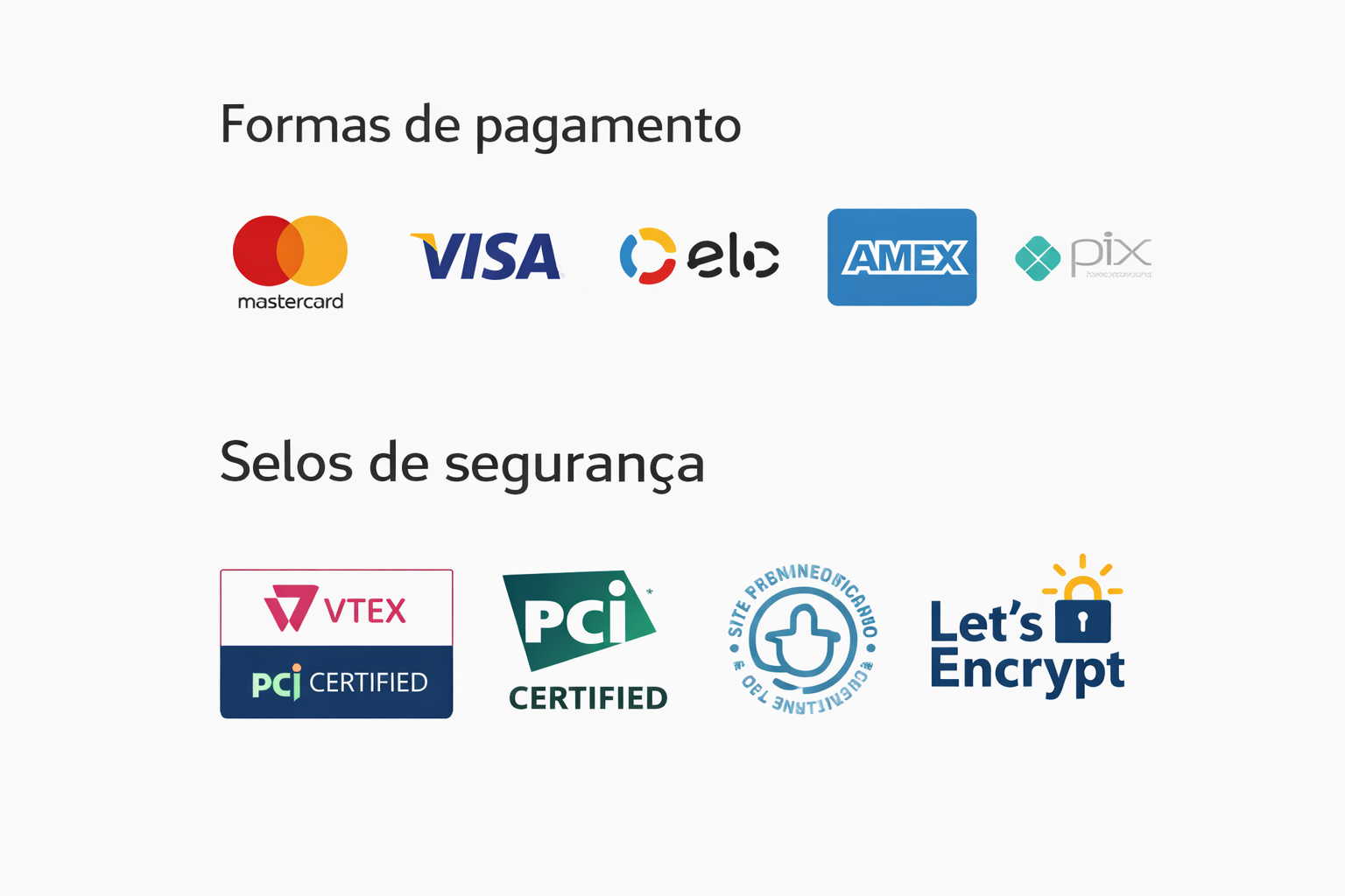 Formas de pagamento aceitas